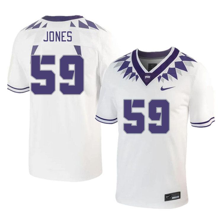 Men #59 Blake Jones TCU Horned Frogs 2023 College Footbal Jerseys Stitched-White - Click Image to Close
